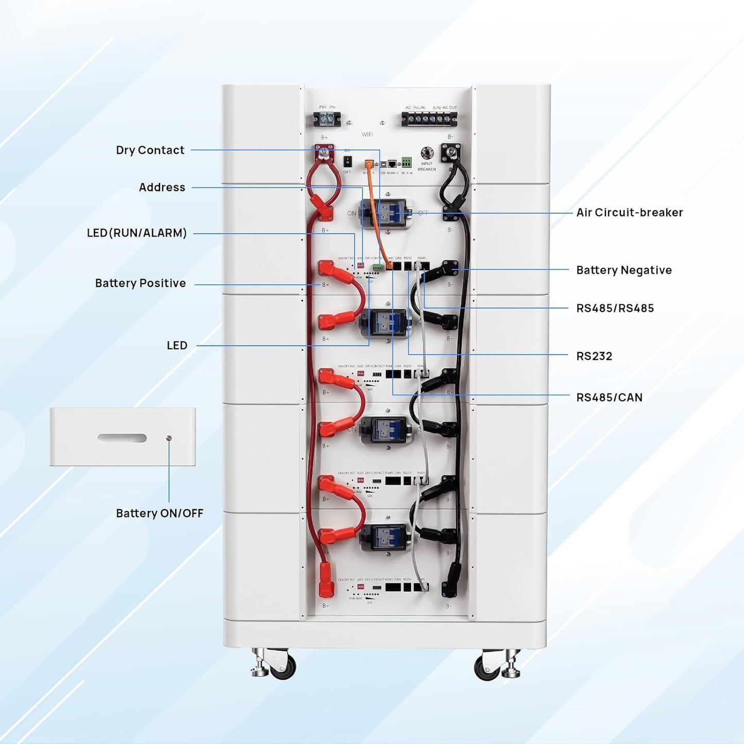 Batería LiFePO4 48V 300Ah con inversor 5kW, batería Litio 15kWh