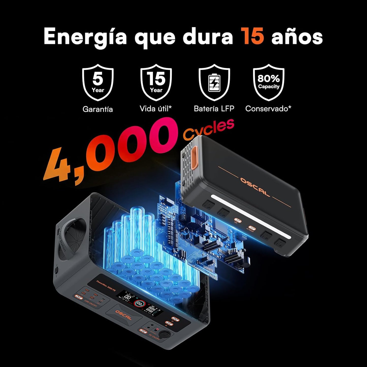 Generador Solar Portatil, 3600W(7200W Pico) Estación de Energía 2016Wh