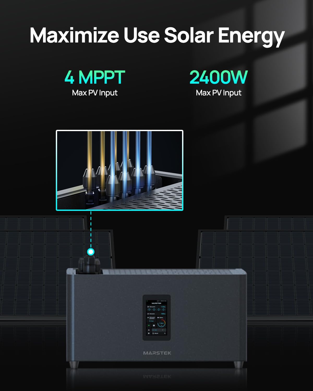 Kit Solar Balcon con almacenamiento, 5,12kWh de Marstek Jupiter C+, 4x430W paneles solares