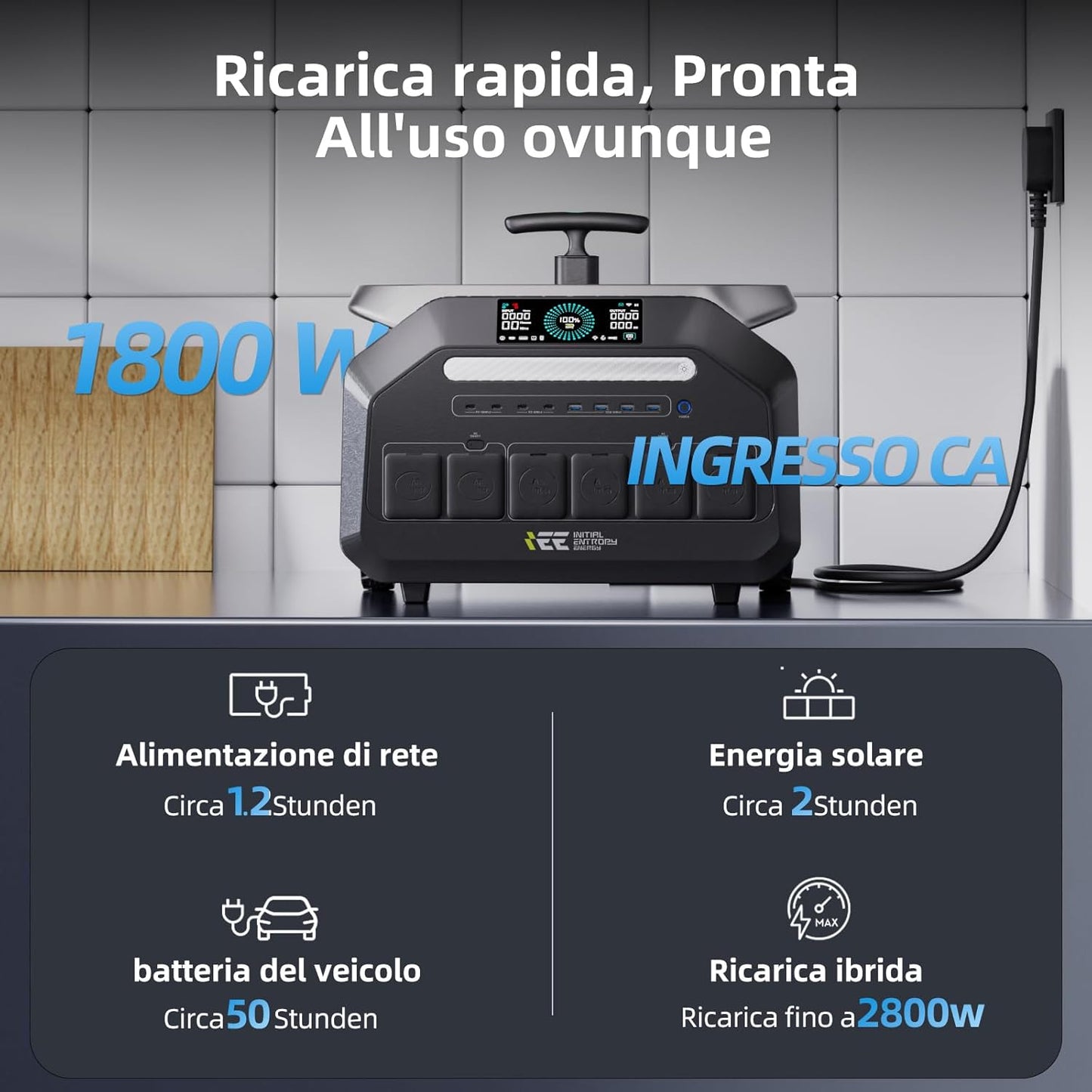 Estacion de Energia Portatil P3200 con Panel Solar da 200W, 2048Wh Generador Solar