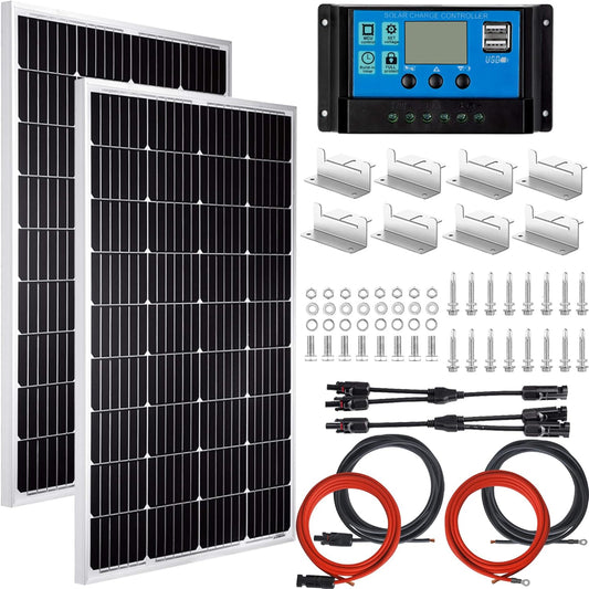 Kit de panel solar de 200 W 12/24 V para casa rodante, barco