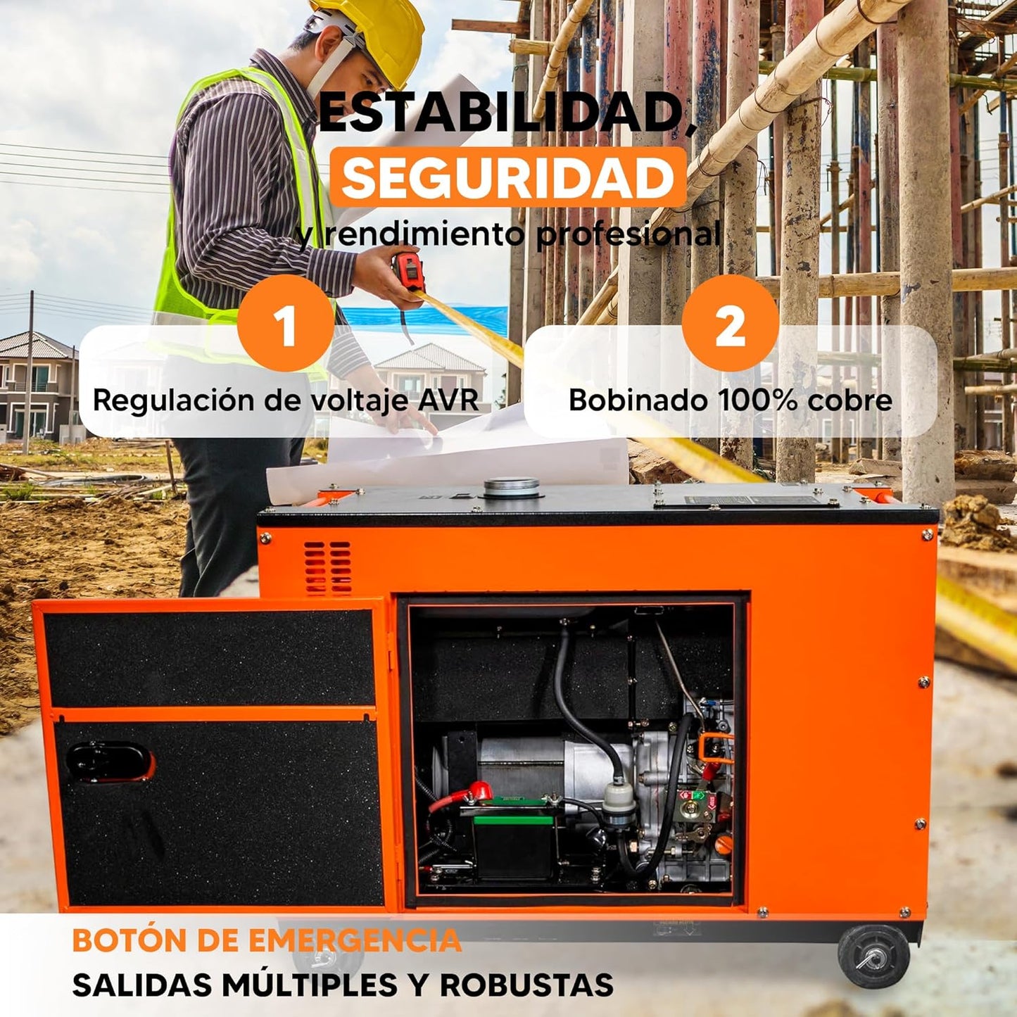 Generador Eléctrico Diésel 6300W para Emergencias y Apoyo Solar