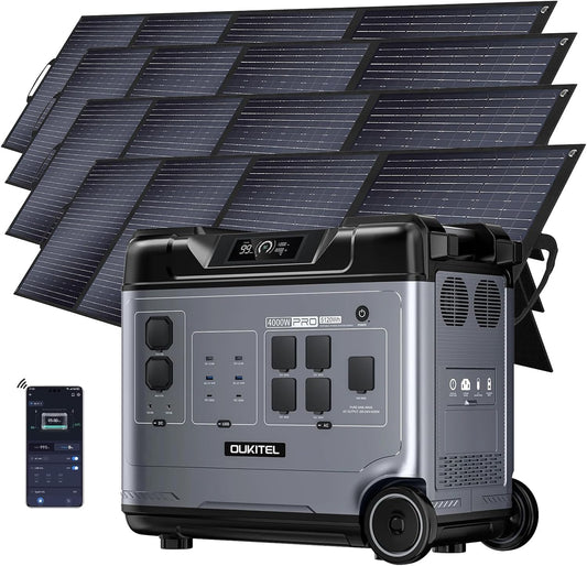 Estacion de Energia Portatil 2000W con 4 Panel de 200W, 5120Wh