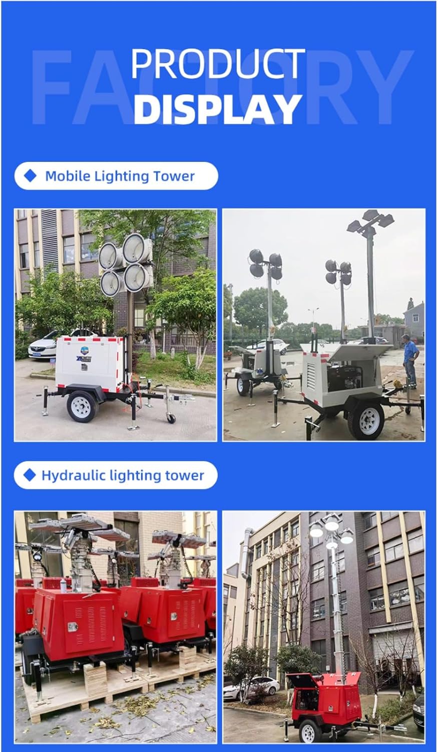 Torre de iluminación móvil plegable, luz LED de elevación portátil