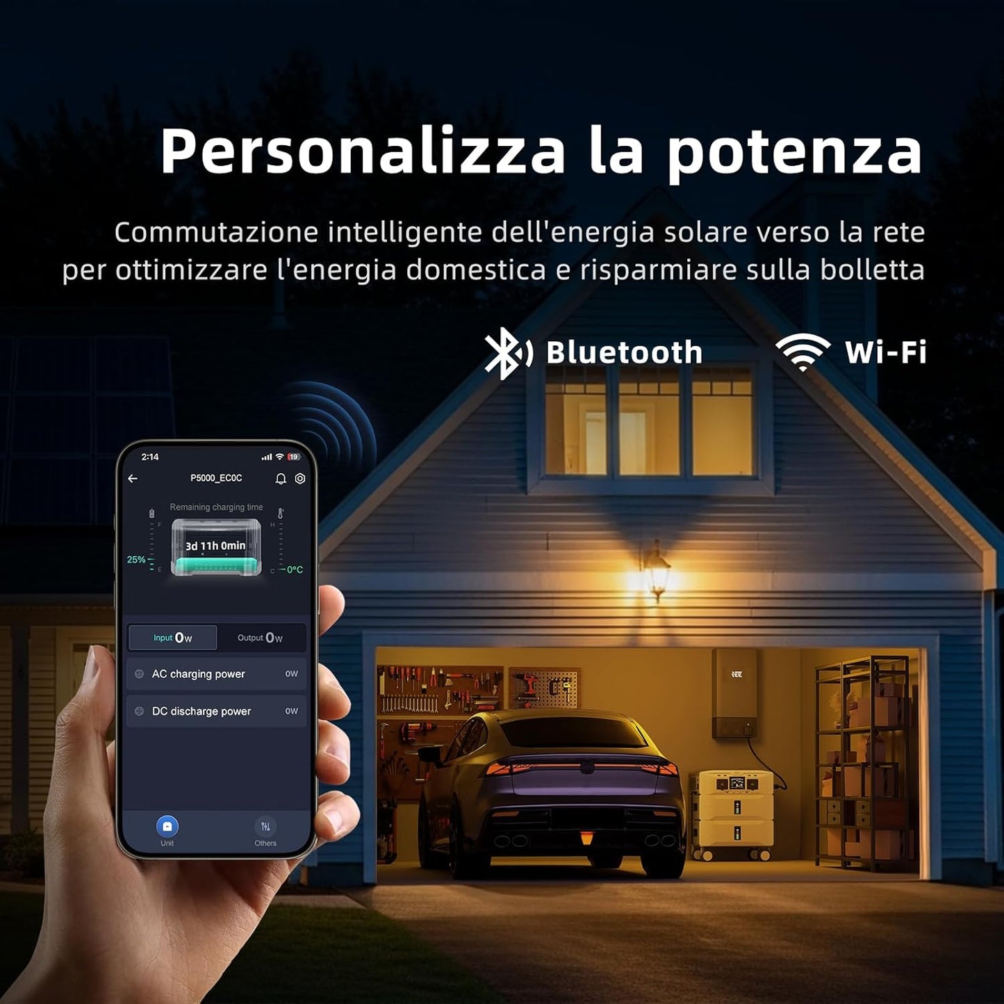 Generador Solar con Panel 500W, 5000W Estación de Energía Portátil