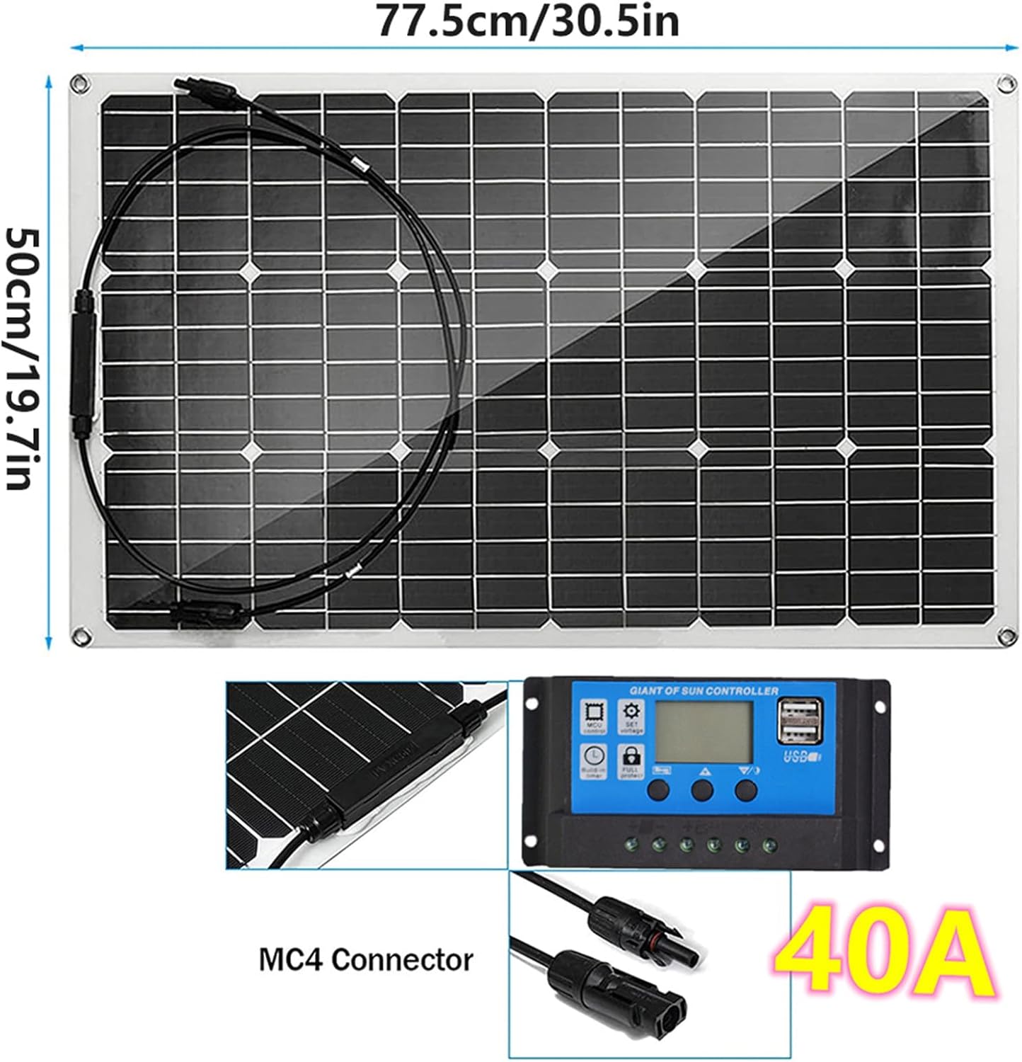 Paneles Solares Flexibles Regulador de Carga 40A