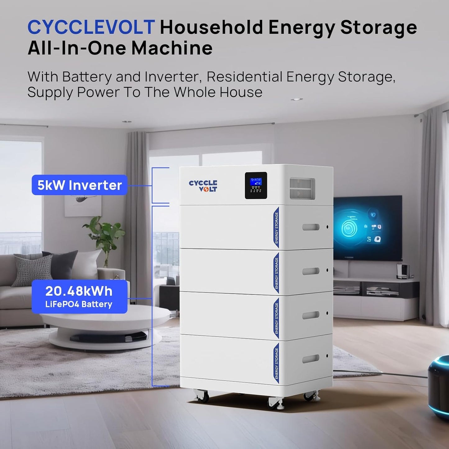 Batería LiFePO4 48V 300Ah con inversor 5kW, batería Litio 15kWh