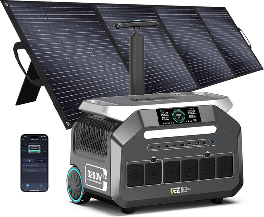 Estacion de Energia Portatil P3200 con Panel Solar da 200W, 2048Wh Generador Solar