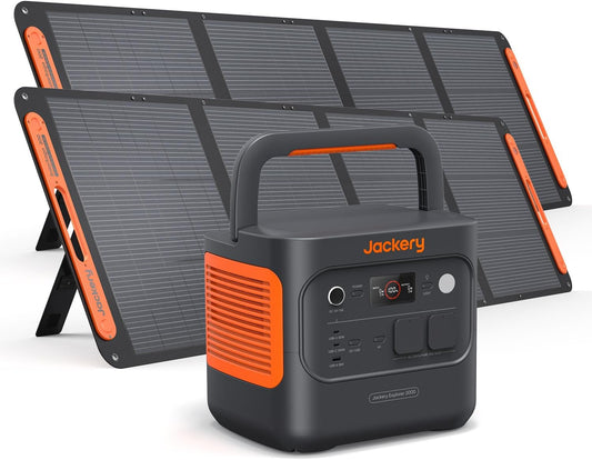 Generador Solar, 2042Wh/2200W Estación Portátil con 2x200W Panel Solar Plegable