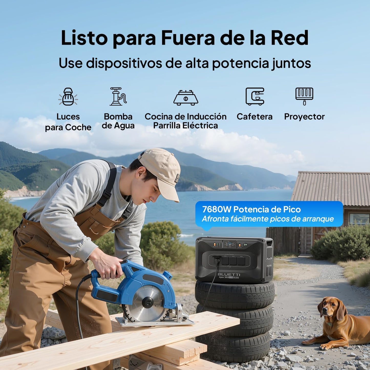 Generador Solar con 2 Panels Solares de 200W, 5529,6Wh Batería LFP de Respaldo con 4 Salidas