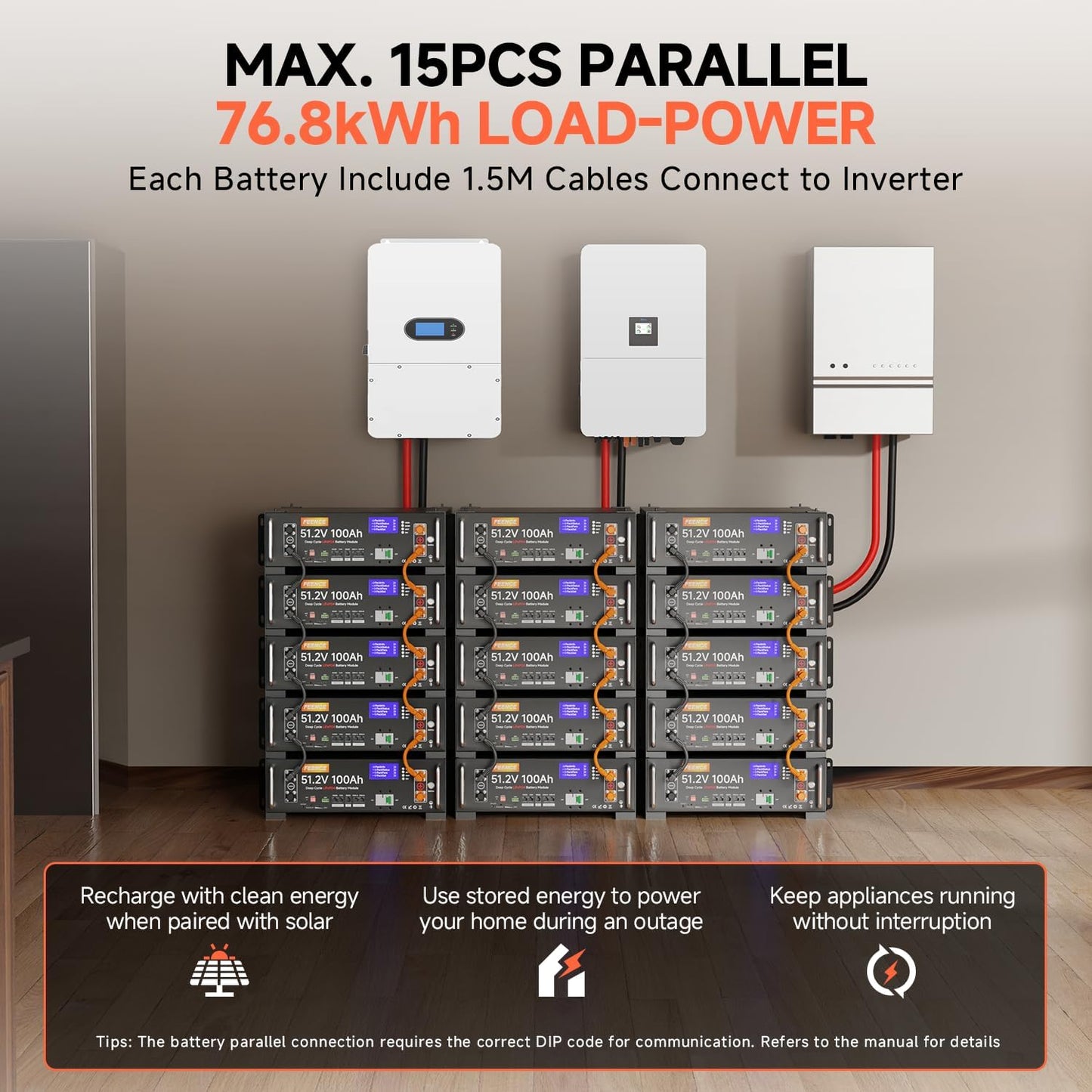 Pack de 2 baterías de 48V 100Ah LiFePO4 de litio