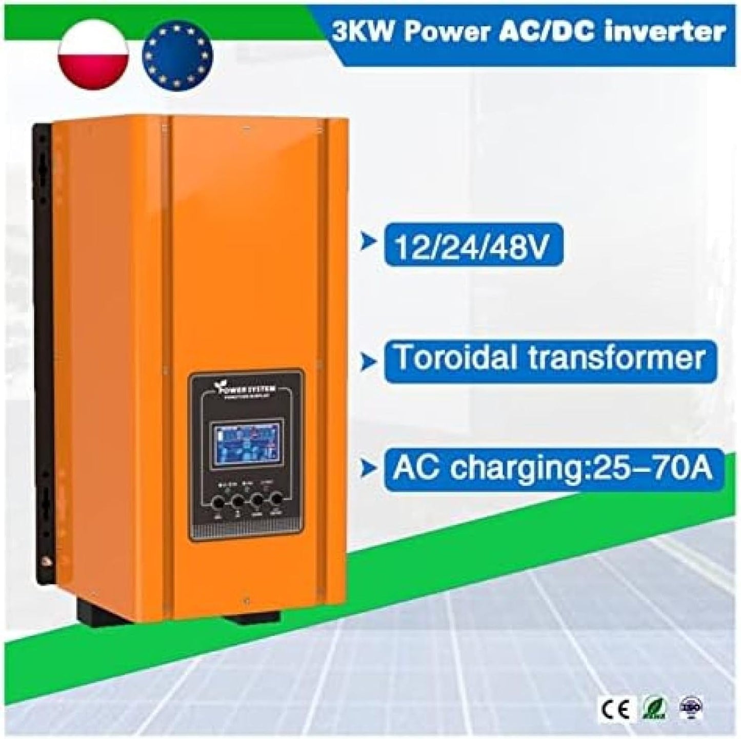 Inversores solares de Baja frecuencia 12/24/48V DC/AC 3000W 110/120/230/240Vac
