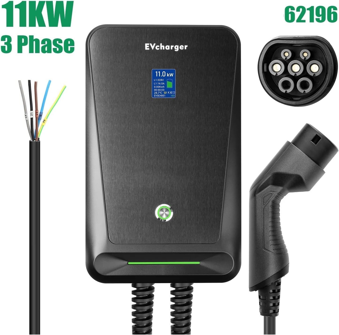 Cargador de coche eléctrico Cargador EV tipo 2 16A trifásico EVSE