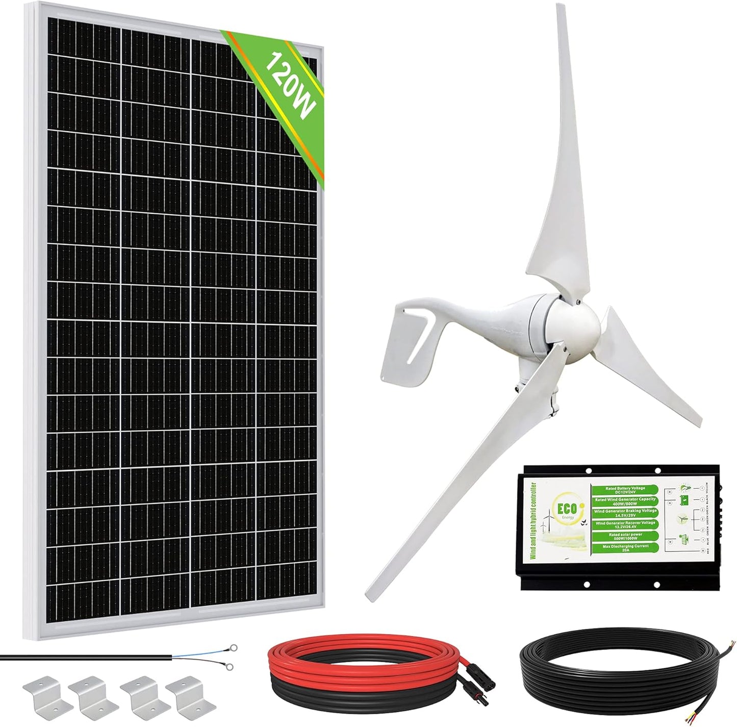 Kit de panel solar, sistema eólico solar de 1360 W y 24 V