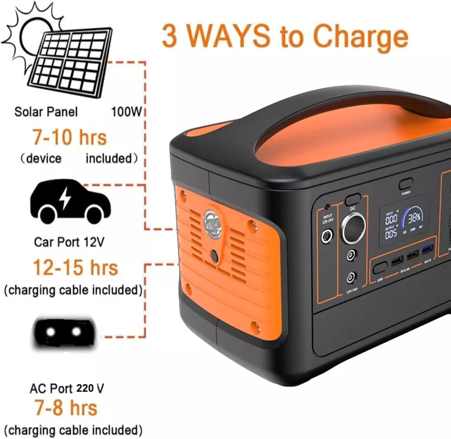 Estación de energía portátil de 500 W, generador de energía solar