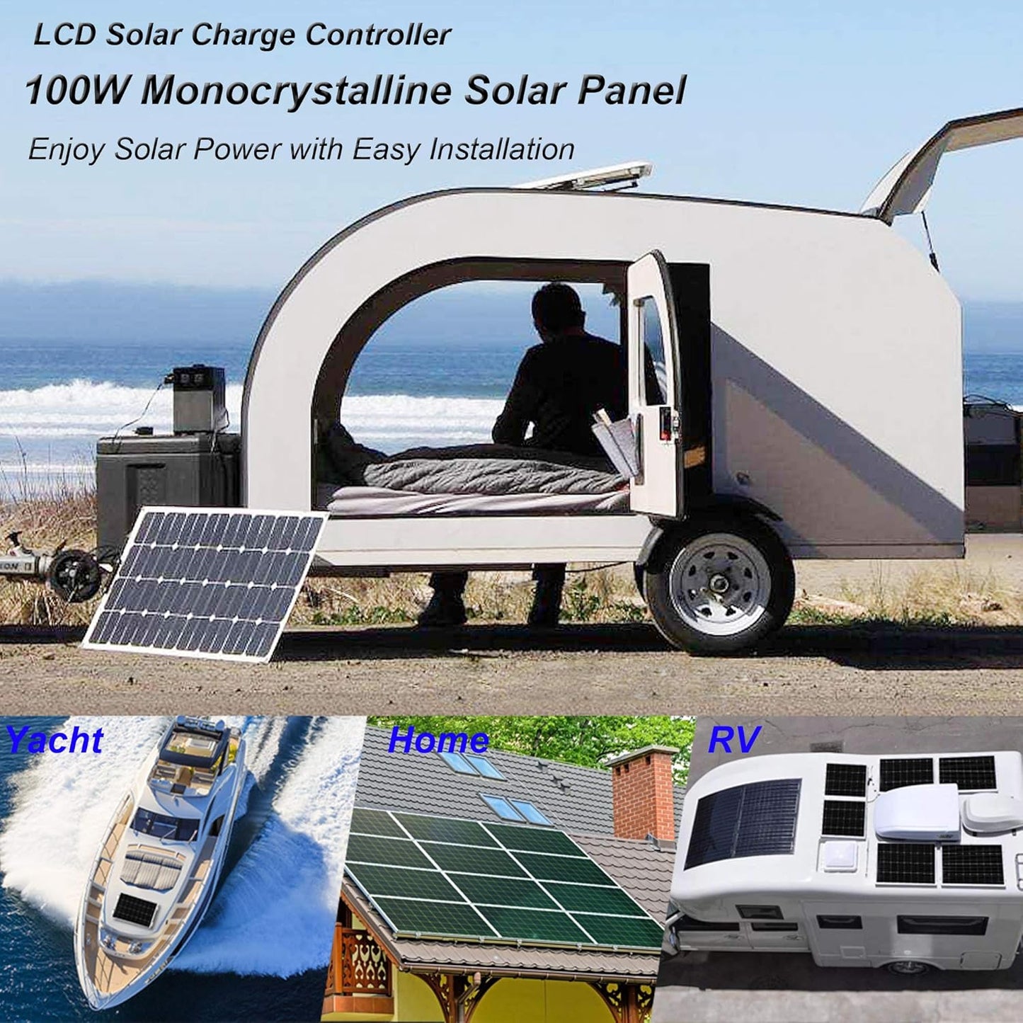 Kit de panel solar de 200 W 12/24 V para casa rodante, barco