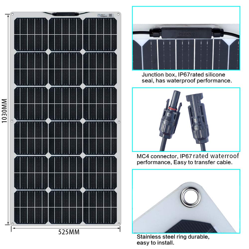 Solar Kit 10pcs 100W Panel solar flexible Módulo mono 2 x 50A