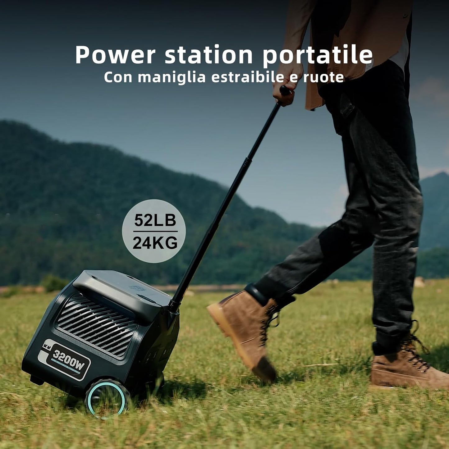 Estacion de Energia Portatil P3200 con Panel Solar da 200W, 2048Wh Generador Solar