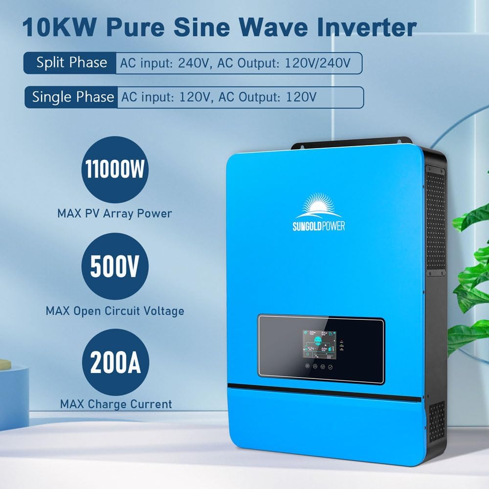 Inversor Solar 10000W 48V 2 Controladores solares MPPT Integrados