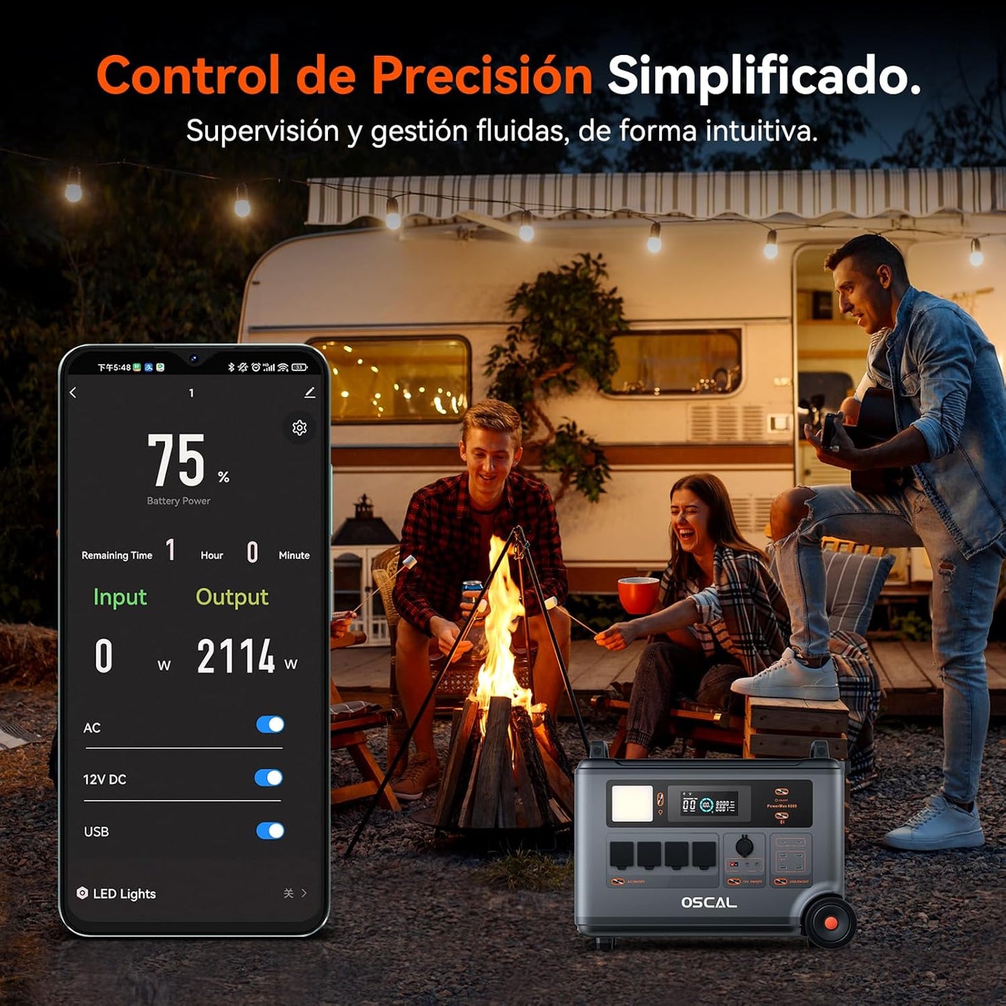 Estación de Energía Portátil, 6000W Generador Solar Portátil, Batería LiFePO4 de 3600 WH