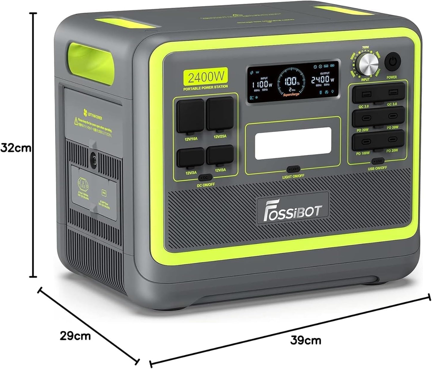 FOSSiBOT F2400 Estacion de Energia Portatil, Batería LiFePO4 2048 Wh