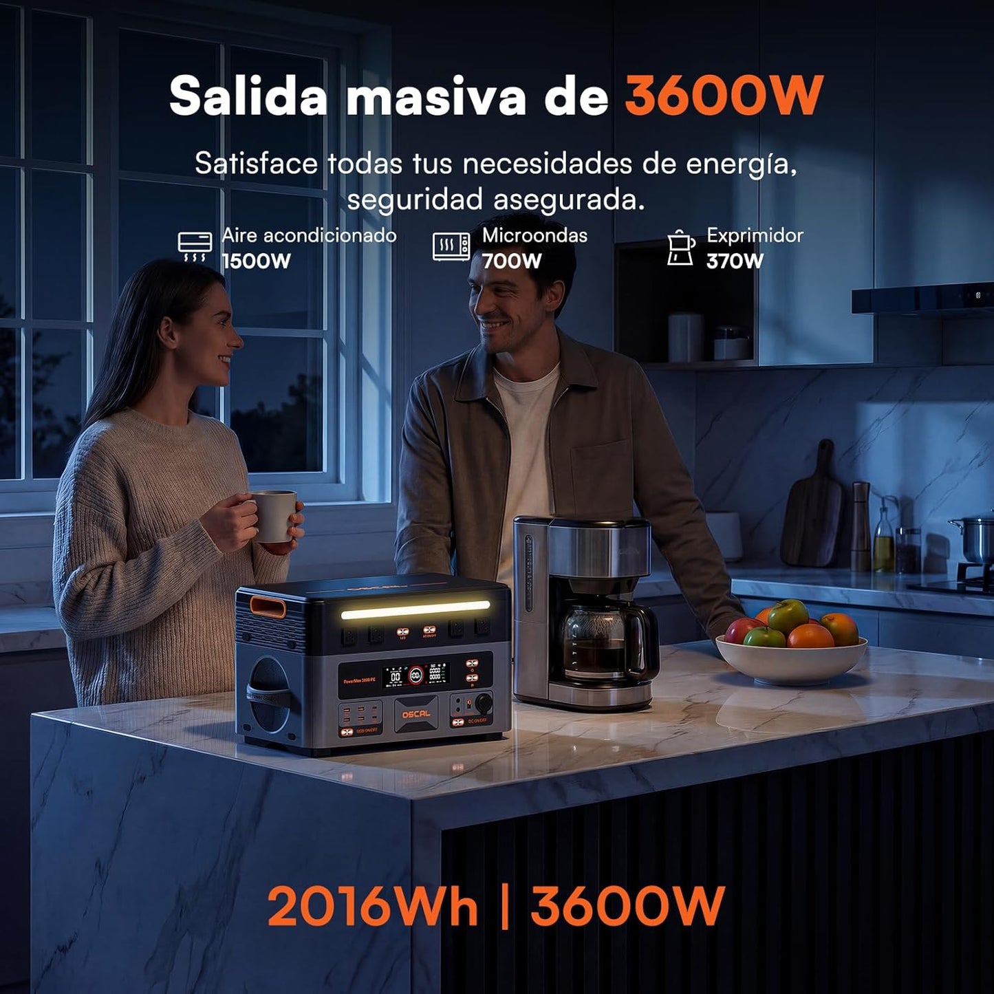 Generador Solar Portatil, 3600W(7200W Pico) Estación de Energía 2016Wh
