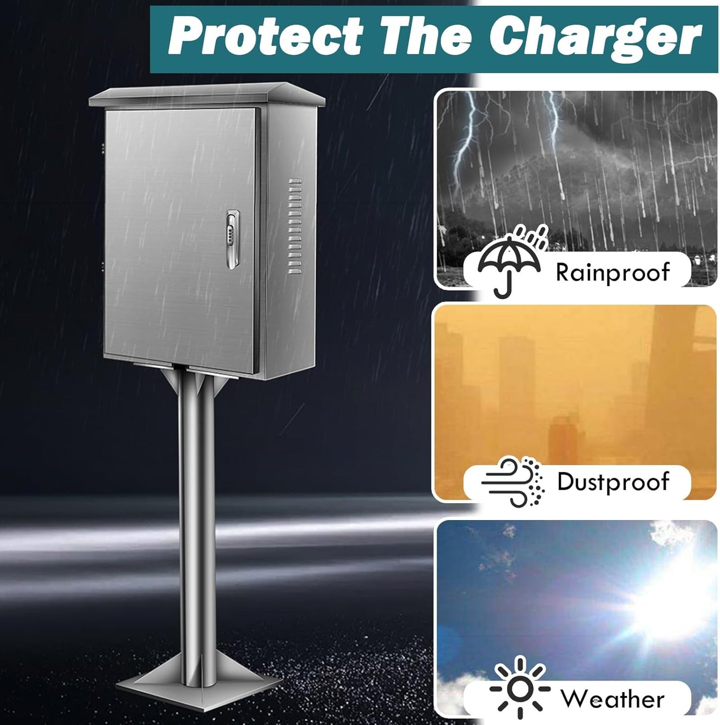 Soporte de cargador de vehículo eléctrico con cerradura para exteriores