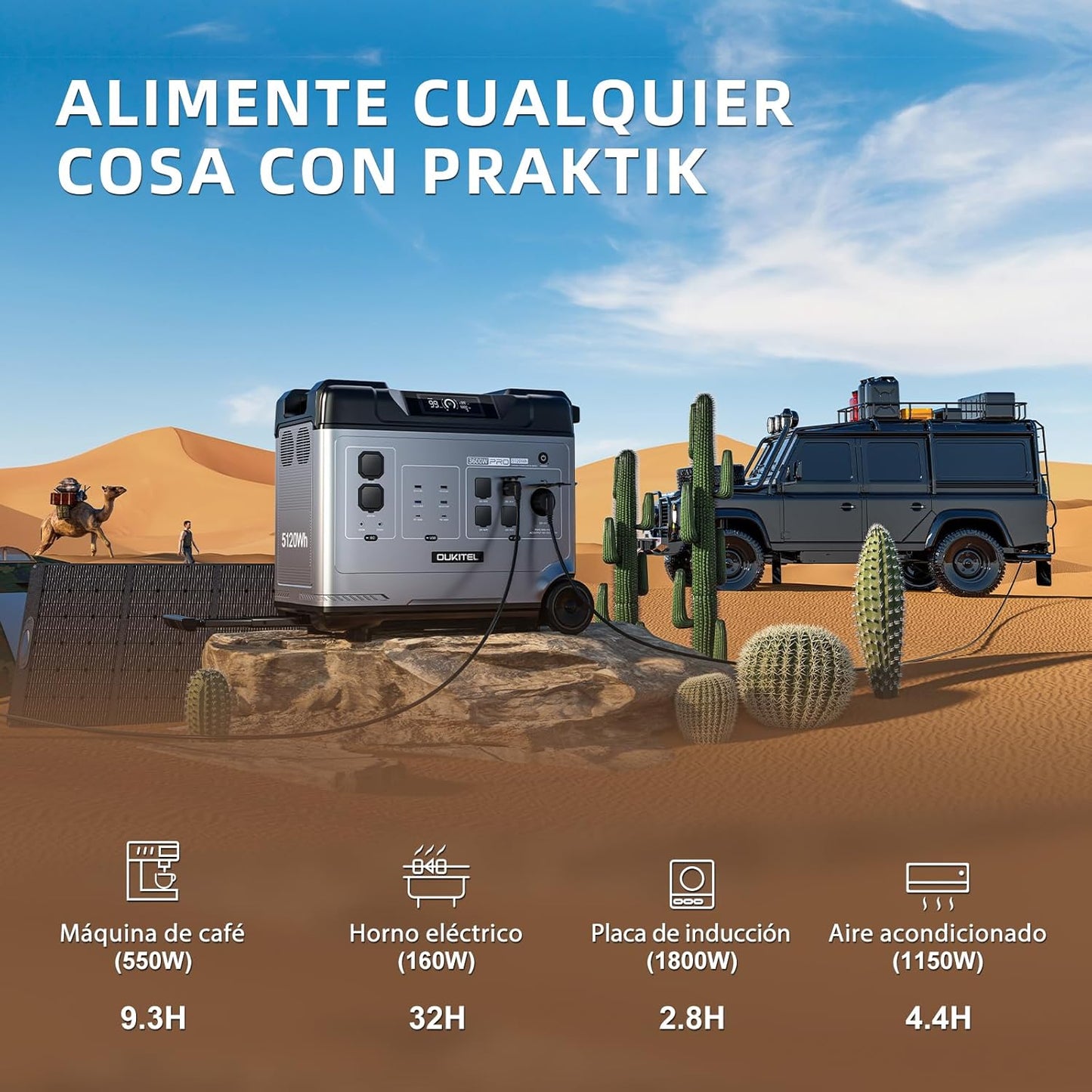 Estación de Energía Portátil 5120Wh, Generador Solar 4000W