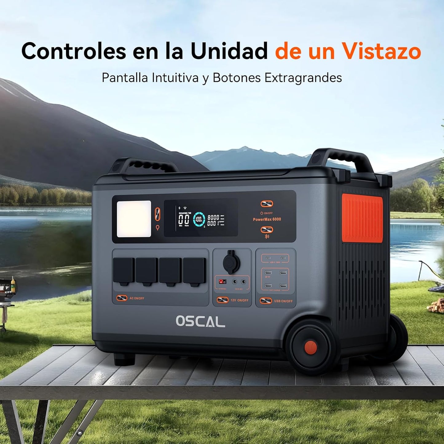 Estación de Energía Portátil, 6000W Generador Solar Portátil, Batería LiFePO4 de 3600 WH