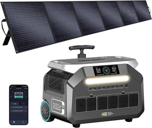 Generador Solar P3200 con Paneles Solare 500W, 2048Wh Estación de Energía Portátil