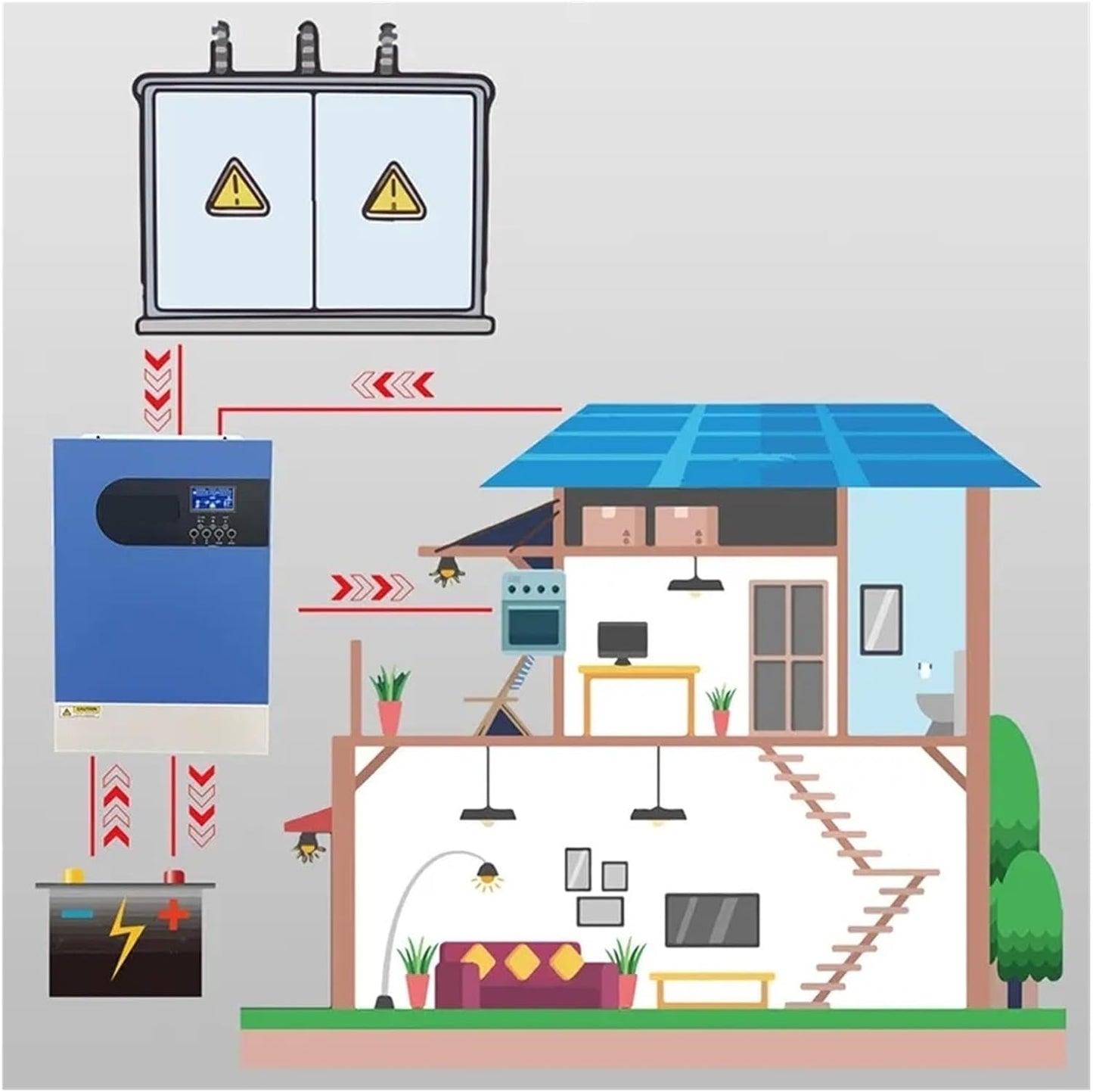 Inversor Solar Híbrido De 11,2 KW, 48V, Conexión A Red PV 500V