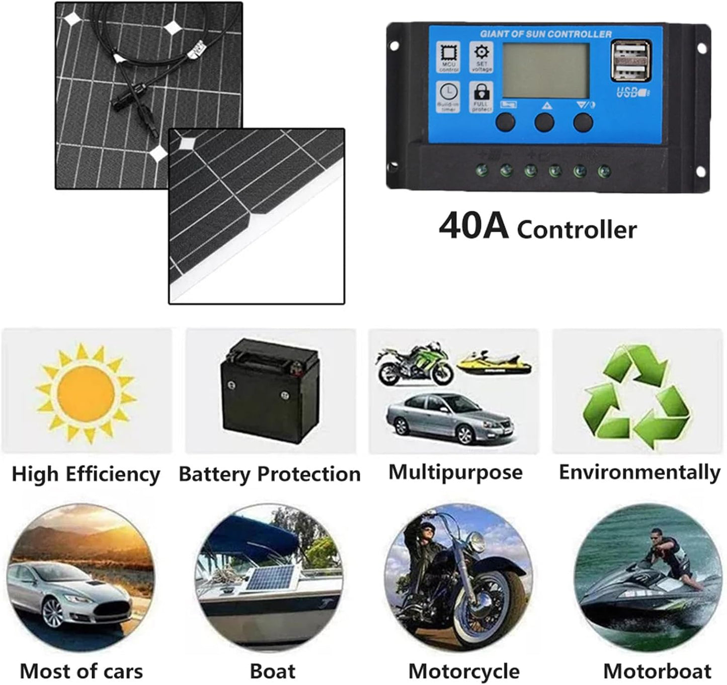 Paneles Solares Flexibles Regulador de Carga 40A