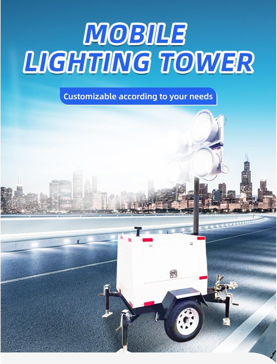 Torre de iluminación móvil plegable, luz LED de elevación portátil