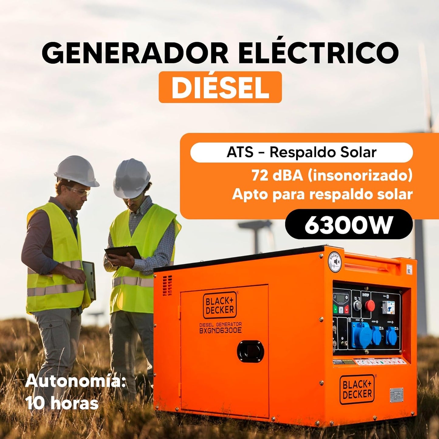 Generador Eléctrico Diésel 6300W para Emergencias y Apoyo Solar