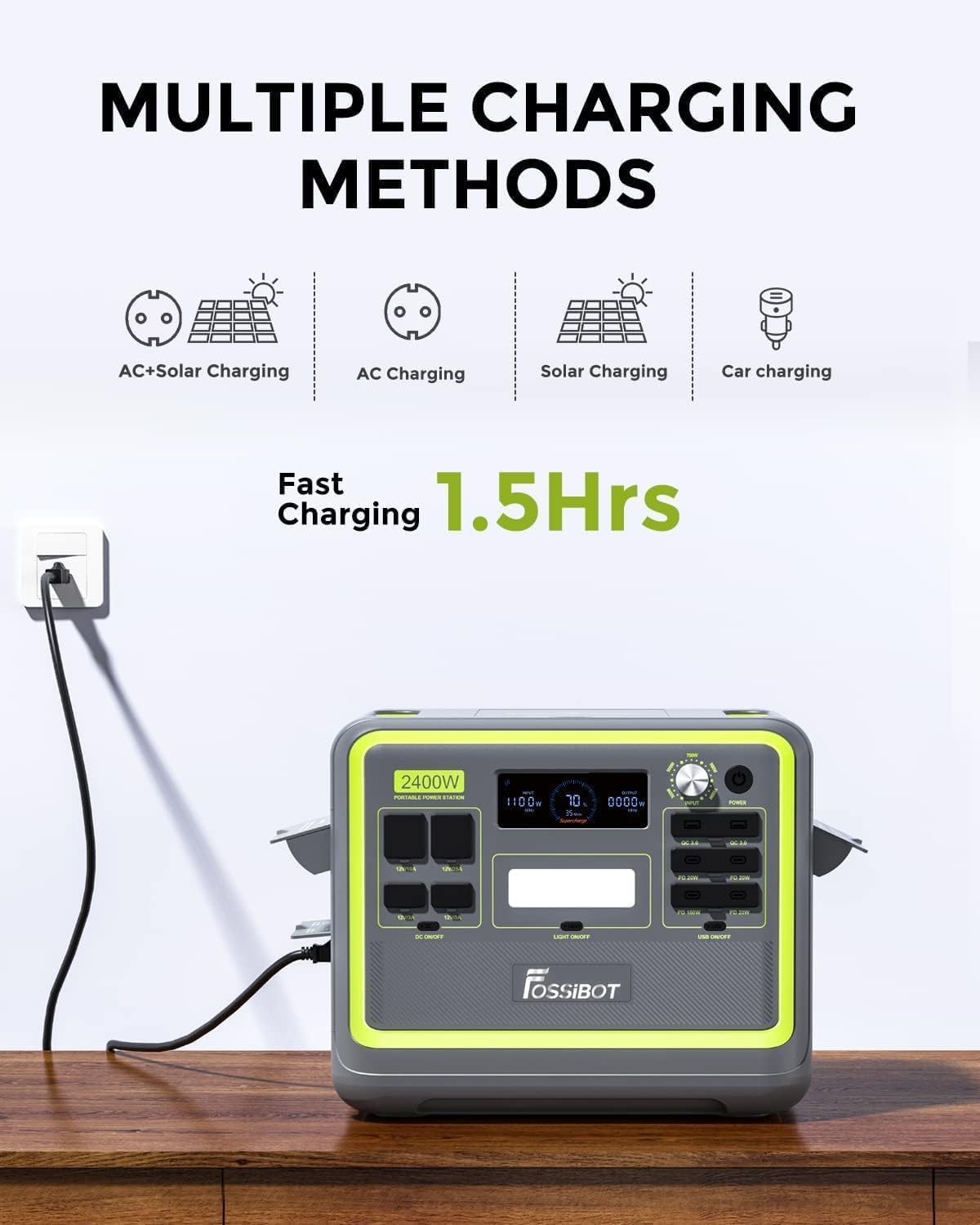 FOSSiBOT F2400 Estacion de Energia Portatil, Batería LiFePO4 2048 Wh
