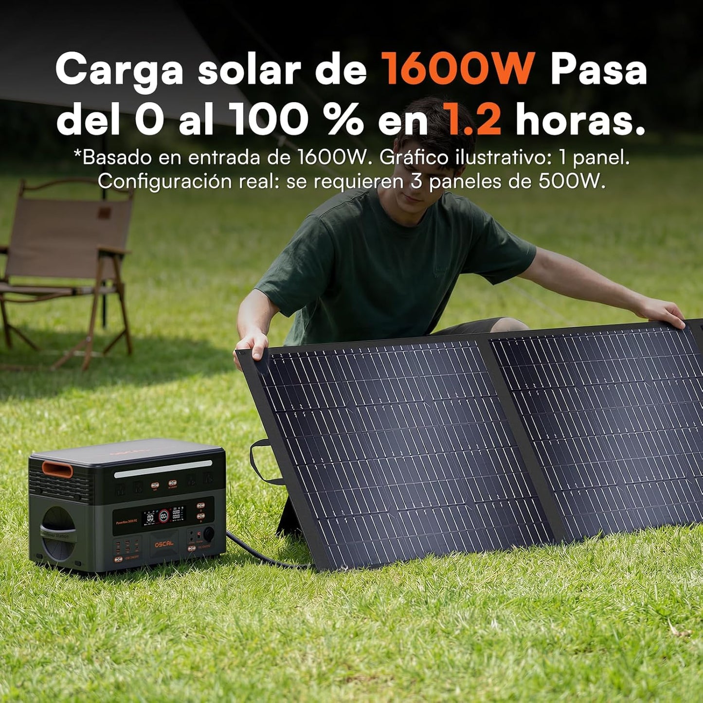 Estación de Energía Portátil con 1 Panel 500W, Generador Solar 2016Wh, Batería LiFePO4