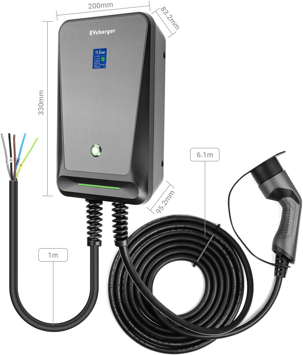 Cargador de coche eléctrico Cargador EV tipo 2 16A trifásico EVSE
